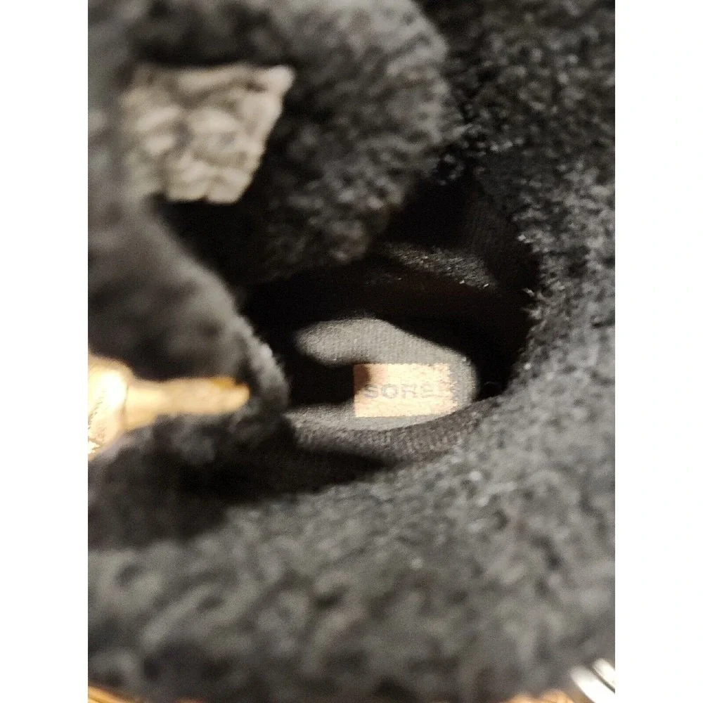 Kids Sorel Snow Boots Tan Black Waterproof‎ Winter Warm Lined Size 8
